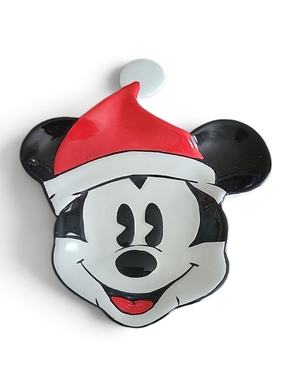 Disney Mickey Mouse Christmas Santa Figural Ceramic Plate Holiday